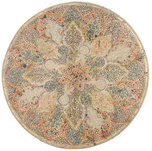 
	
		Two Kashmiri lacquered papier mache floral roundels, India, 19th century, one with a...