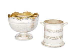 
	
		A silver rose bowl, Chester c.1925, with shaped rim and moulded border, on circular foot,...