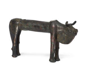 An Elamite bronze zebu bull, circa 3rd millennium B.C., 12.5cm diam. x  7cm. high
		Provenance: Acquired from a Private Collection 2002.