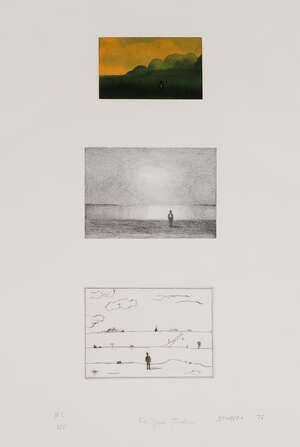 
	
		Saul Steinberg,
		Romanian/American 1914-1999-
		 
		Three Landscapes, 1976;
		 
		one...