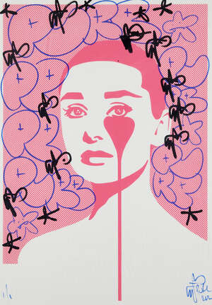 
	
		Pure Evil, 
		British b.1968- 
		 
		Audrey Hepburn, 2017; 
		 
		unique screenprint...