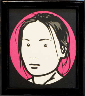 
	
		Julian Opie,
		British b.1958-
		 
		Shahnoza, 2010;
		 
		hand cut Japanese kirie-style...