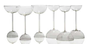 
	
		Alessandro Mendini (1913-2019), a set of six TYL wine glasses for Studio Alchimia 
		