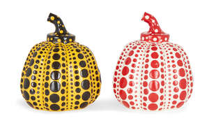 
	
		Yayoi Kusama, 
		Japanese b.1929- 
		 
		Pumpkins, 2016; 
		 
		two painted cast resin...