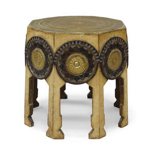 
	
		Carlo Bugatti (1856-1940), 
		 
		Octagonal side table, circa 1900, 
		Hammered brass,...