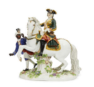 
	
		A Meissen porcelain equestrian model of Czarina Elizabeth, after JJ Kandler, 20th...
