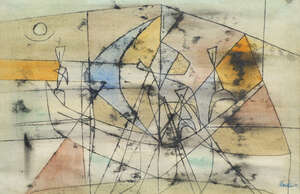 
	
		Kit Barker,
		British 1916-1988-
		 
		The Argonauts;
		 
		mixed technique pen,...