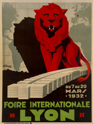Bazin for Bernard Sirven, 
 
Art Deco poster for the 'Foire Internationale de Lyon 1932', 
