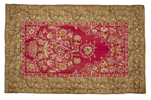 
	
		An Ottoman embroidered mihrab panel, Turkey, late 18th-early 19th century, the central...
