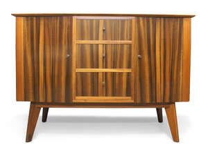 Neil Morris for Morris of Glasgow'Cumbrae' range sideboard, circa 1950Zebrawood, brassStamped to...