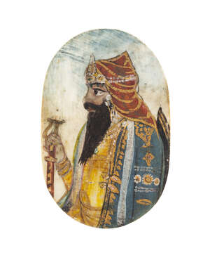 
	
		A Sikh portrait on ivory of Maharaja Kharack Singh (1801-1840), North India, circa 1850,...