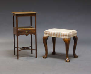 
	
		A Victorian mahogany wash stand, the square top above central drawer, over shaped...