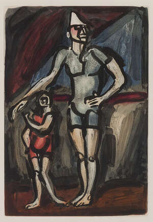 
	
		Georges Rouault,
		French 1871-1958-
		Clown et Enfant, 1930;
		aquatint in colours on BFK...