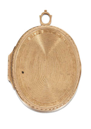 
	
		A late 18th century gold locket pendant, of engine turned oval design, length 4.6cm,...