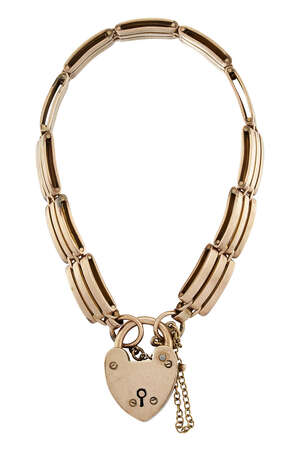 A late nineteenth century rose gold gate link bracelet, with heart shaped padlock clasp, approx. 16cm long, weight approx. 19.0g