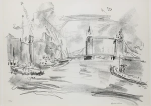 Oskar Kokoschka CBE,&nbsp;Austrian 1886-1980,&nbsp;Tower Bridge II, 1967;&nbsp;monochrome lithograph on wove,&nbsp;