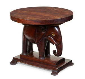 An African carved teak elephant table, Ghana, second quarter 20th century,&nbsp;55cm high, 62cm...