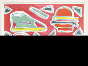 
	
		Katherine Bernhardt,
		American b.1975-
		 
		Cheeseburger Deluxe, 2016;
		 
		