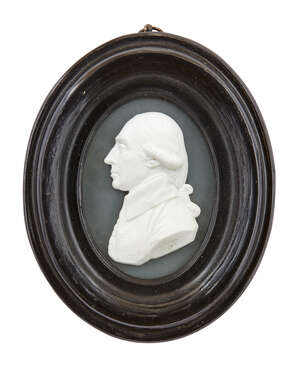 
	
		James Tassie, Scottish, 1735-1799, a white paste relief of Joseph Black, M.D....