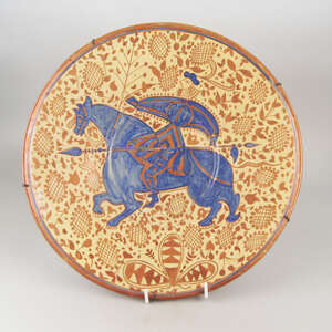 
	
		A Spanish lustre charger, in the Hispanio-Moresque style, 19th century, decorated with a...