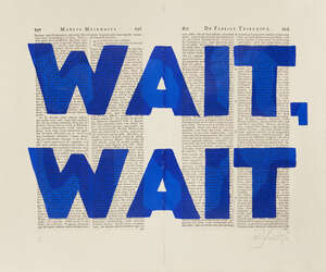 
	
		William Kentridge,
		South African b.1955-
		 
		Blue Rubrics (WAIT, WAIT), 2018;
		 
		