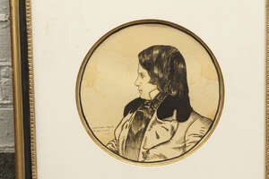 
	
		Gustave-Adolf Mossa, 
		French 1883-1971- 
		 
		Portrait de Schumann; 
		 
		pen...