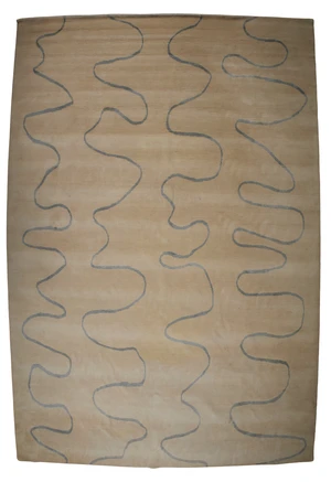 A large contemporary wool carpet by Robert Stephenson, commissioned by Colefax & Fowler, with blue squiggle design on a cream ground, 519 x 340cm
Provenance: S