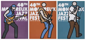 
	
		Julian Opie,
		British b.1958-
		 
		Montreux Jazz Festival Poster (Purple, Brown,...