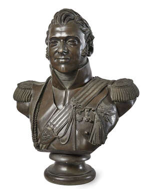 
	
		Henri-Joseph Ruxthiel, Belgium, 1775-1837, a bronze portrait bust of Charles Ferdinand d