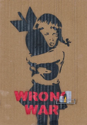 Roy's people,&nbsp;British, 21st Century,&nbsp;
Wrong war, Scrubbed out bomb hugger;&nbsp;
Three stencil prints...
