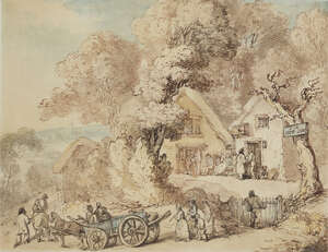 
	
		Thomas Rowlandson, 
		 
		British 1756-1827- 
		 
		The New Inn; 
		 
		pencil, pen...