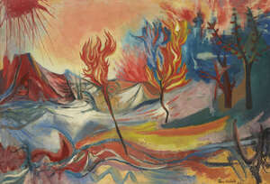 
	
		John Melville, 
		British 1902-1986 - 
		 
		Sunburst, 1965/66; 
		 
		oil on canvas,...