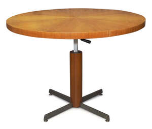 McIntoshCircular breakfast table, circa 1960Teak, beech, steelManufacturer's label to underside