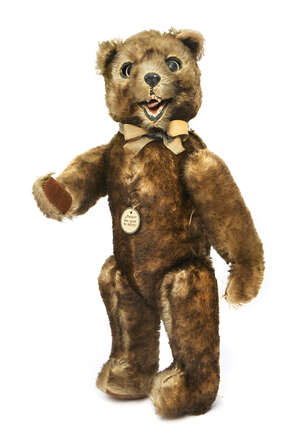 
	
		A rare Gebruder Sussenguth 'Peter' Teddy Bear, early 20th century, the body with brown...