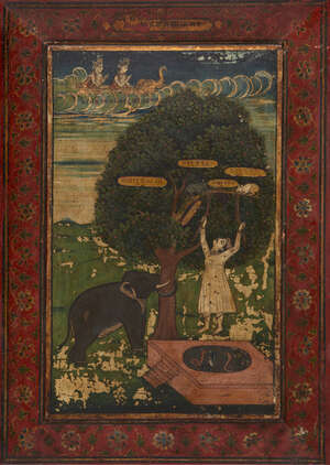 
	
		Three Jain paintings on wood, Jaipur school, late 18th-early 19th century, gouache...