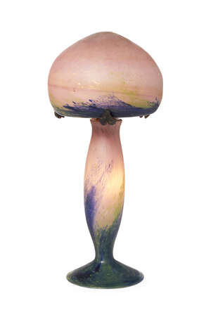 
	
		Le Verre Français, a French Art Deco glass table lamp
		c.1930, signed on shade and...