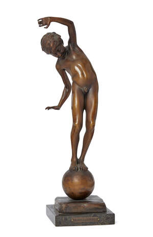 
	
		Johannes Gotz (1865-1934), a patinated bronze of a young boy 
		Early 20th Century,...