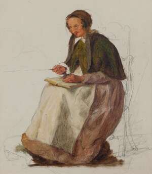 
	
		Edward Thompson Davis, 
		 
		British 1833-1867- 
		 
		Portrait study of an old...