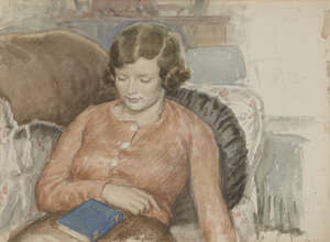 
	
		Hubert John Williams, 
		British 1905-1989 - 
		 
		Girl with a Book, 1935; 
		 
		