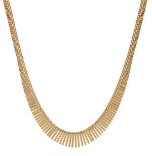 
	
		An Italian, flexible necklace, of fringe design, composed of graduated tubular links,...