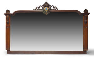 
	
		A large Victorian mahogany over-mantel mirror, applied mouldings throughout, carved...