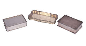
	
		An unusual William IV silver gilt toilet box, with glazed hinged cover, London c.1836, 