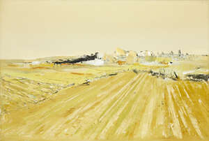 
	
		Kit Barker, 
		British 1916-1988- 
		 
		Cornfields, East Sussex, 1969; 
		 
		oil on...