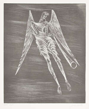 
	
		John Hutton (1906-1978)
		Flying Angel, Coventry Cathedral, 1972, signed
		Etching,...