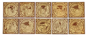 
	
		John Moyr Smith (1839-1912), a part set of Minton tiles from the Fairy Tales series
		