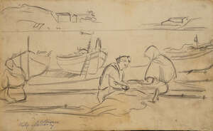 
	
		RTO Philip Naviasky, 
		British 1894-1983- 
		 
		Mending the Nets; 
		 
		soft...