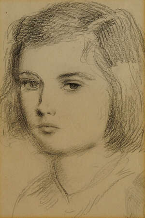 Alfred Kingsley Lawrence RA,
		British 1893-1975-
		 
		Head of a girl;
		 
		pencil, 15x11.5cm (framed) (ARR)
		 
		Provenance: with Sally Hunter Fi
