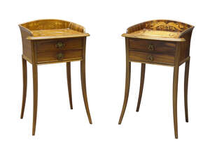 
	
		Louis Majorelle (1859-1926), a matched pair of Art Nouveau Marquetry bedside tables 
		
