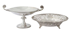 A silver grapes bowl, Sheffield c.1963, Cooper Brothers & Sons Ltd., of circular form with pierced and moulded grape and vine decoration, raised on three paw f