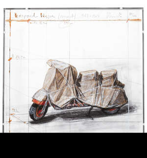 
	
		Christo & Jeanne-Claude, 
		American b.1935-
		 
		Wrapped Vespa, Project, 1963-64,...